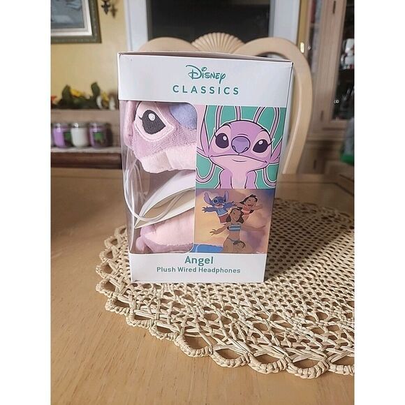 Disney Lilo and Stitch Angel Plush Wired Headphones Kids Girls Pink And Purple - Picture 3 of 4